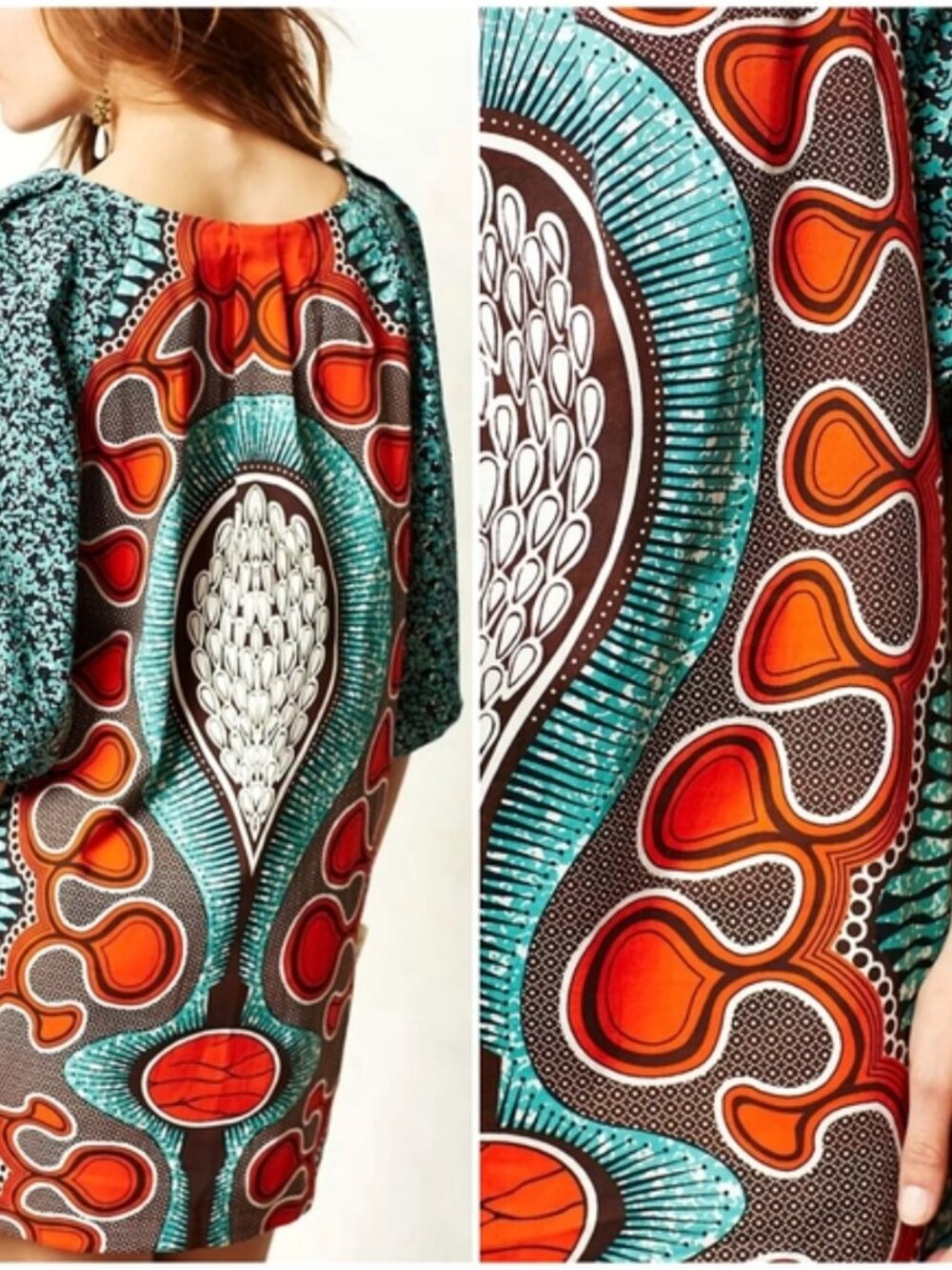 Doreen Mashika Legend & Song Dress Womens 12 Batik Print Shift Tribal Dutch Wax